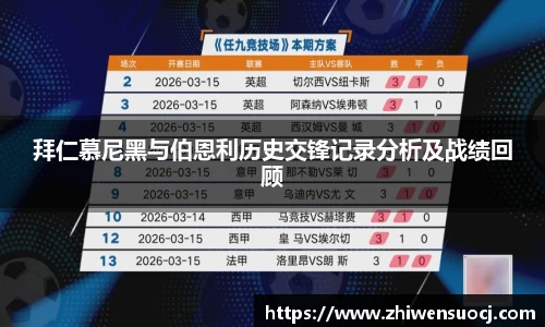 拜仁慕尼黑与伯恩利历史交锋记录分析及战绩回顾